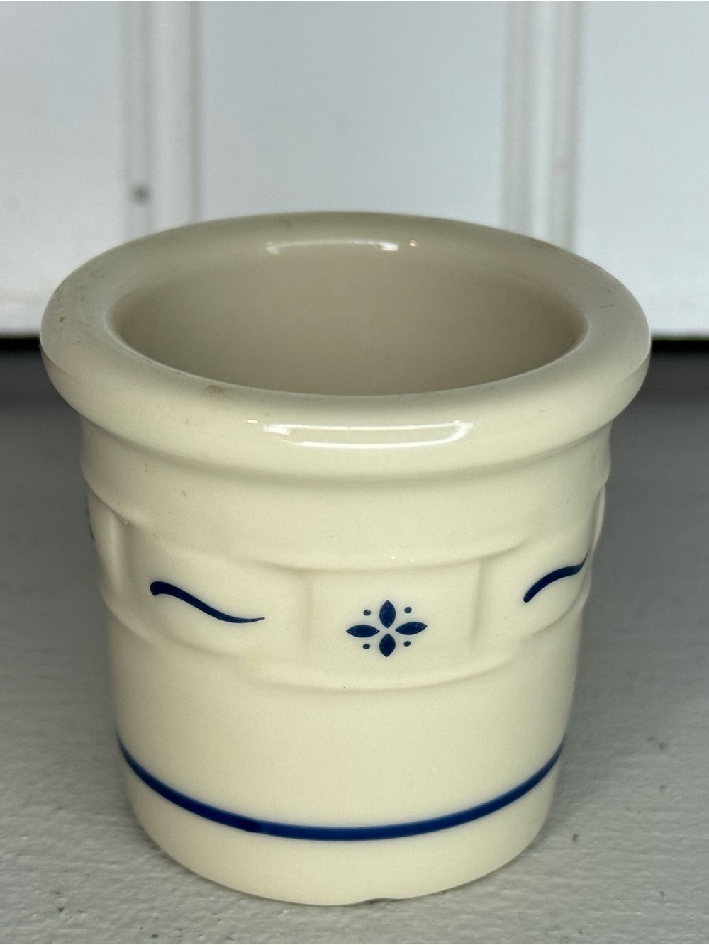 LONGABERGER Pottery Mini Crock 2" x 2" Tiny Classic Blue Woven Traditions USA
